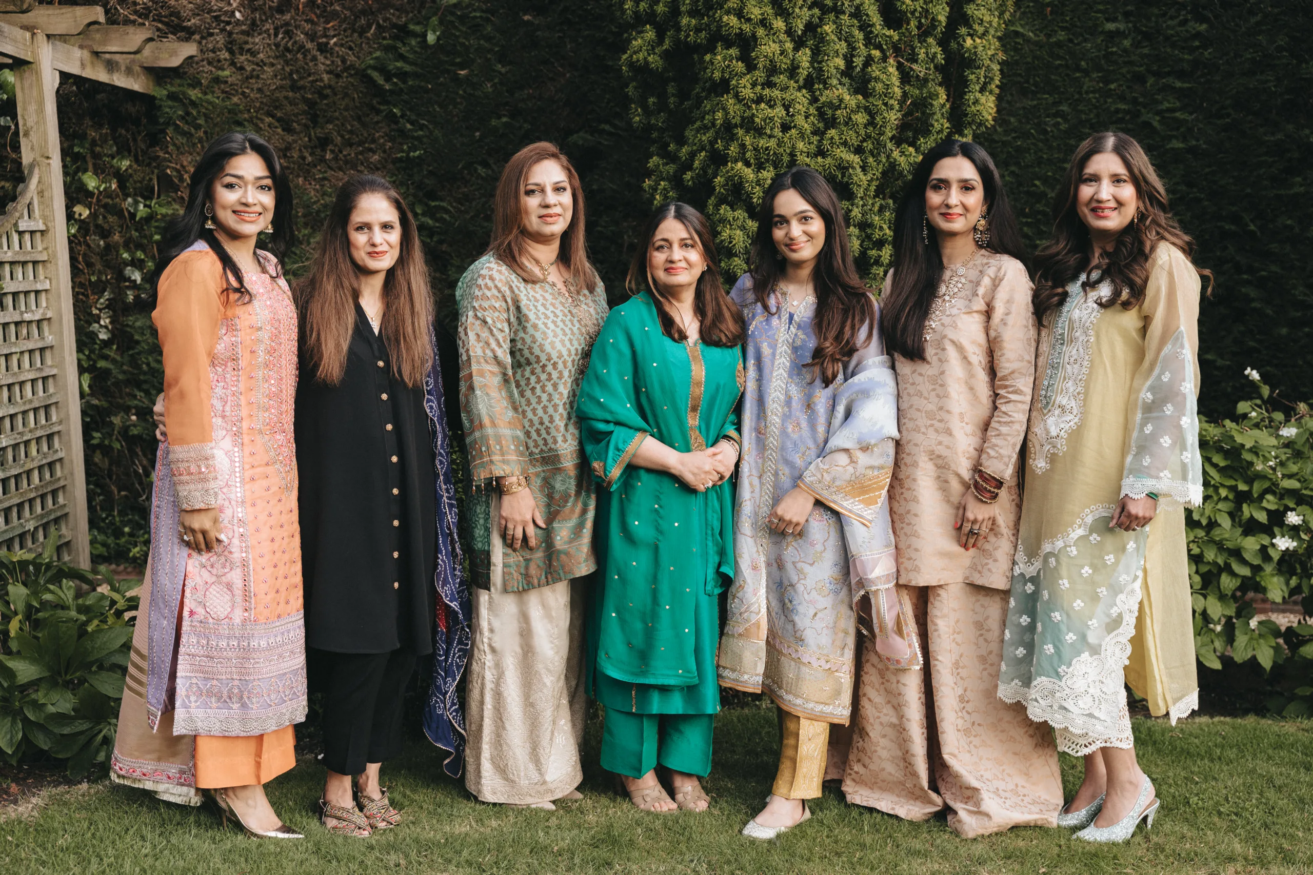 A group of Pakistani women posing for a photo in Lincolnshire.