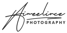 Logo for Aimeelince Photography, featuring the company name in elegant, cursive handwriting with a distinctive underline beneath 'Aimeelince.' The word 'PHOTOGRAPHY' is in uppercase letters, centered below the underlined name. © Aimee Lince Photography